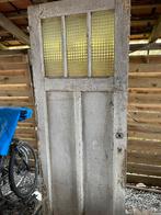 Antieke vol houten binnendeuren met glasraam 1934, Doe-het-zelf en Bouw, Deuren en Vliegenramen, Ophalen, Gebruikt, Minder dan 80 cm