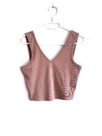 SHEIN ribbed croptop taupe – maat S, Overige kleuren, Verzenden, Zo goed als nieuw, Shein