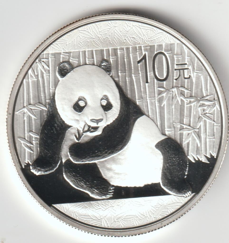 Argent 2015 Chine One Ounce Panda 10 yuans, Timbres & Monnaies, Métaux nobles & Lingots, Argent, Envoi