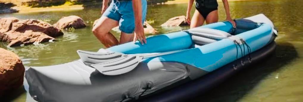 TE HUUR: Opblaasbare kajak met Peddels & Pomp Nieuwpoort, Ophalen, Zo goed als nieuw, Kajak, Met peddels