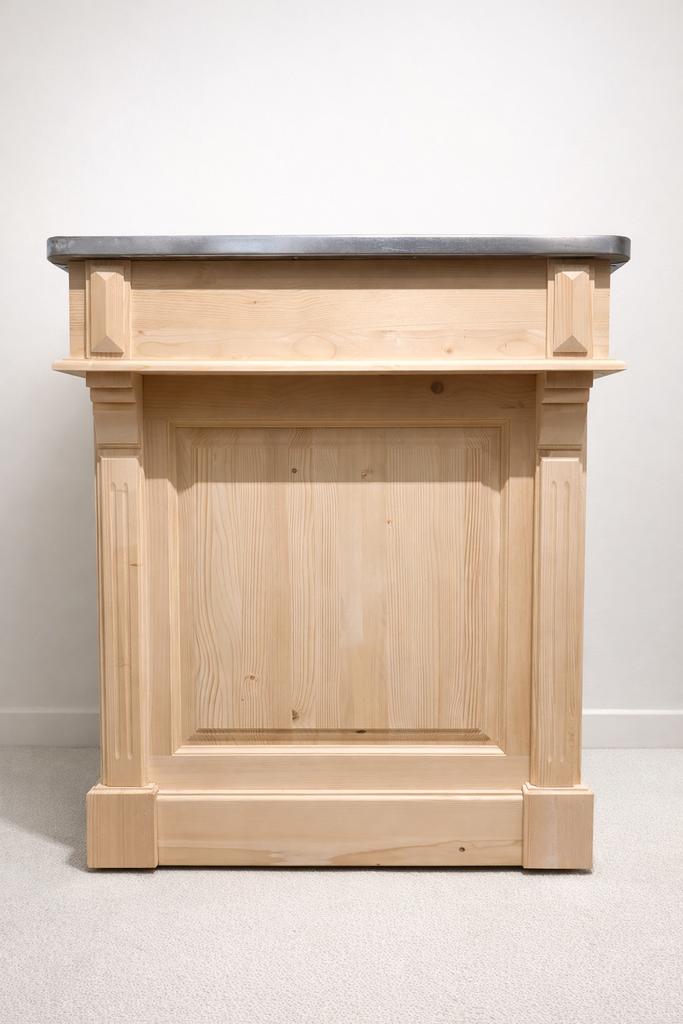 NEUF !! Comptoir bar en bois massif avec plateau en zinc, Maison & Meubles, Tabourets de bar, Neuf, 60 à 90 cm, Bois, Enlèvement