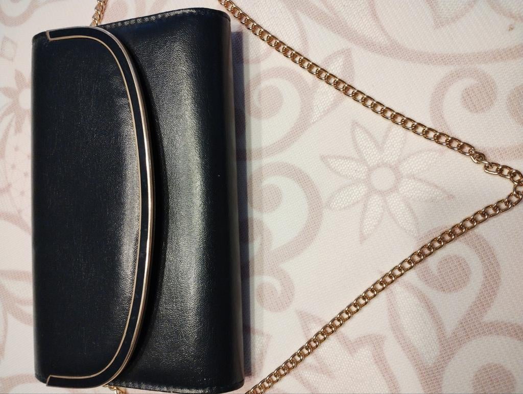 Donkerblauwe clutch handtas, Ophalen of Verzenden, Handtas