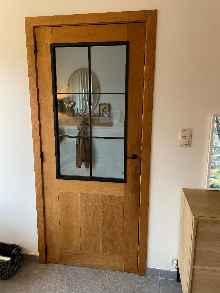 Binnendeur eik staal vitrine, Ophalen, Gebruikt, Binnendeur