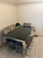 Luxe eettafel met 6 stoelen, Huis en Inrichting, Ophalen, Gebruikt, Luxe glans zwart, 50 tot 100 cm