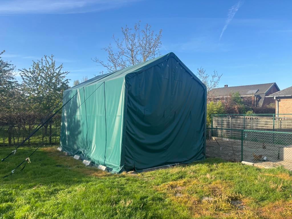 Opslagtent / garagetent 4 x 6m - 8 maand oud, Enlèvement