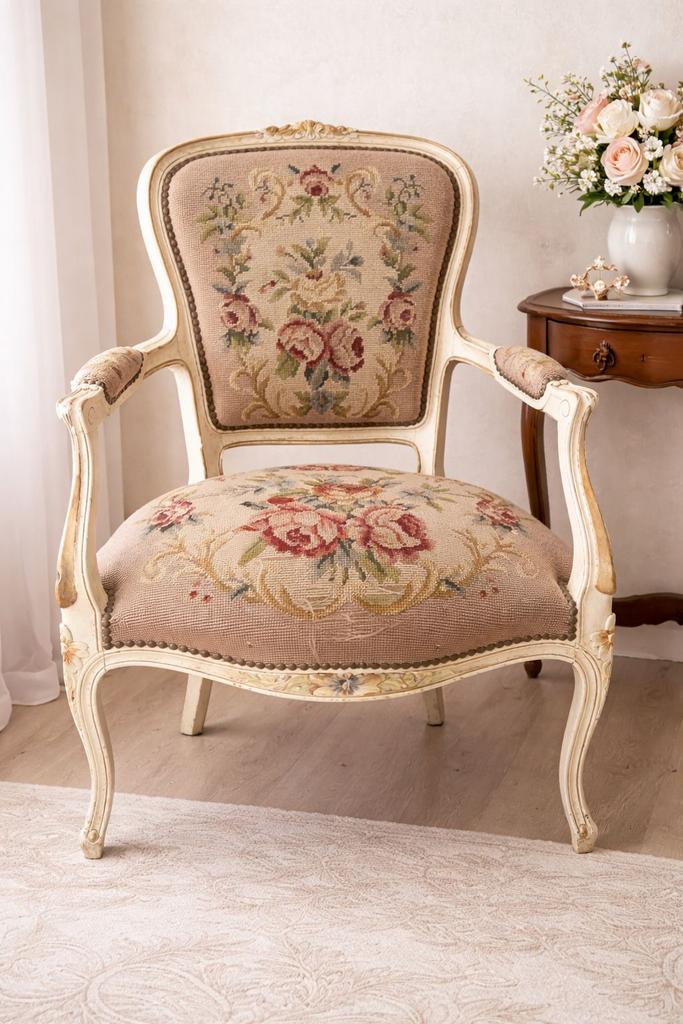 Louis XVI fauteuil geborduurde zit-rug gedeelte, Enlèvement