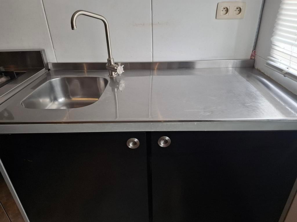 Ikea keukenelement met spoelbak en kraan (Udden), Ophalen, Gebruikt, 100 tot 150 cm, Zwart