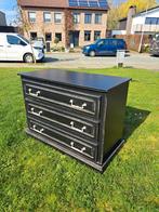 Stijlvolle zwarte vintage commode / ladekast, Huis en Inrichting, Kasten | Ladekasten, Gebruikt, Vintage, 3 of 4 laden, Minder dan 100 cm