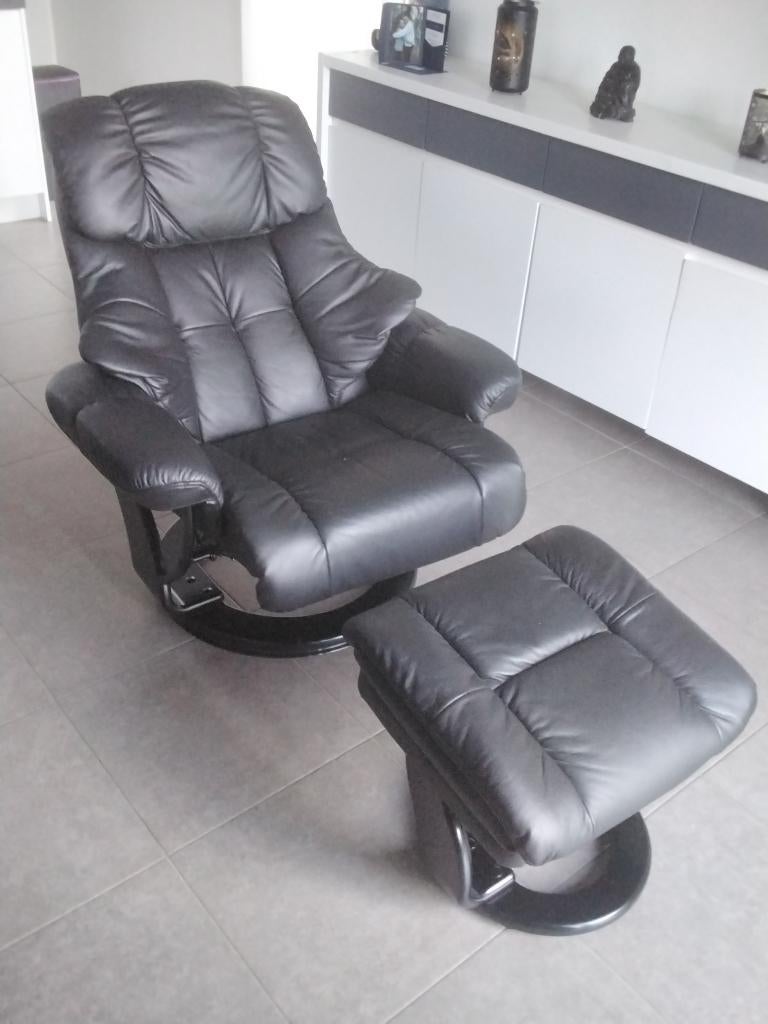 Relaxzetel in leder, Ophalen, Zo goed als nieuw, Leer