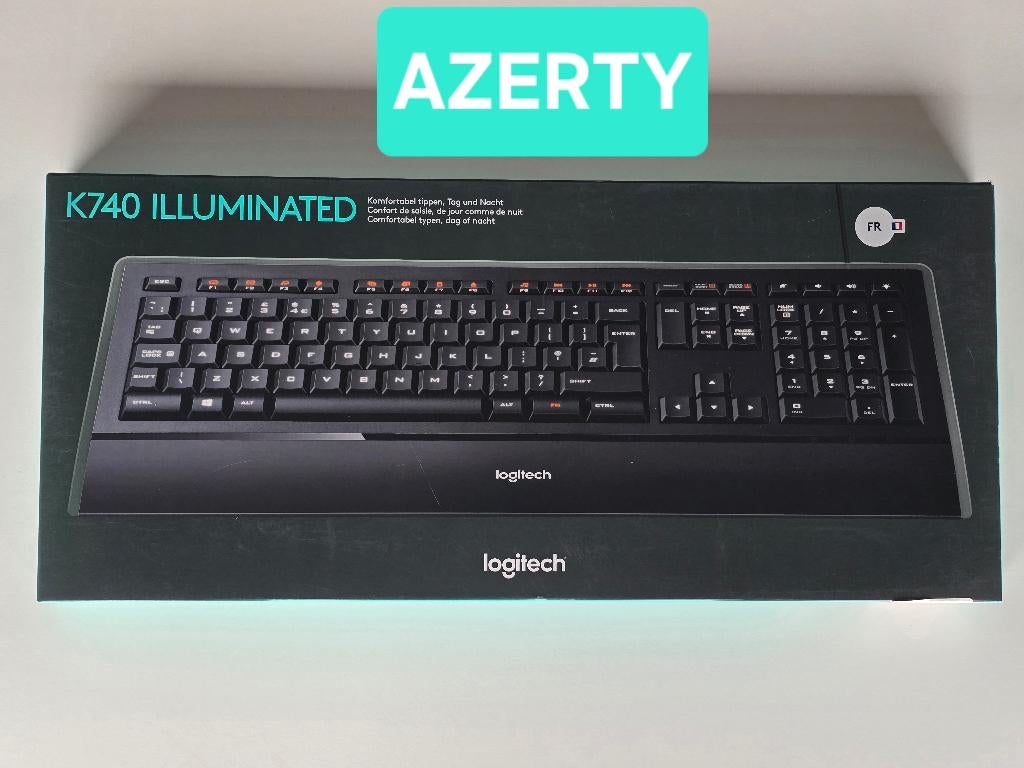 Clavier AZERTY illuminé Logitech K740 (emballé), Neuf, Enlèvement ou Envoi, Logitech, Azerty