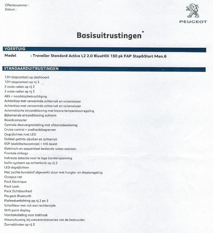 Peugeot Traveller Standard Active L2 2.0 BlueHDi 150ch Man.6, Autos, Peugeot, Particulier, Traveller, ABS, Caméra de recul, Airbags