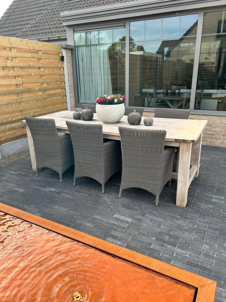 Tuinset met 6 stoelen, Ophalen, Gebruikt, Eettafel, Hardhout