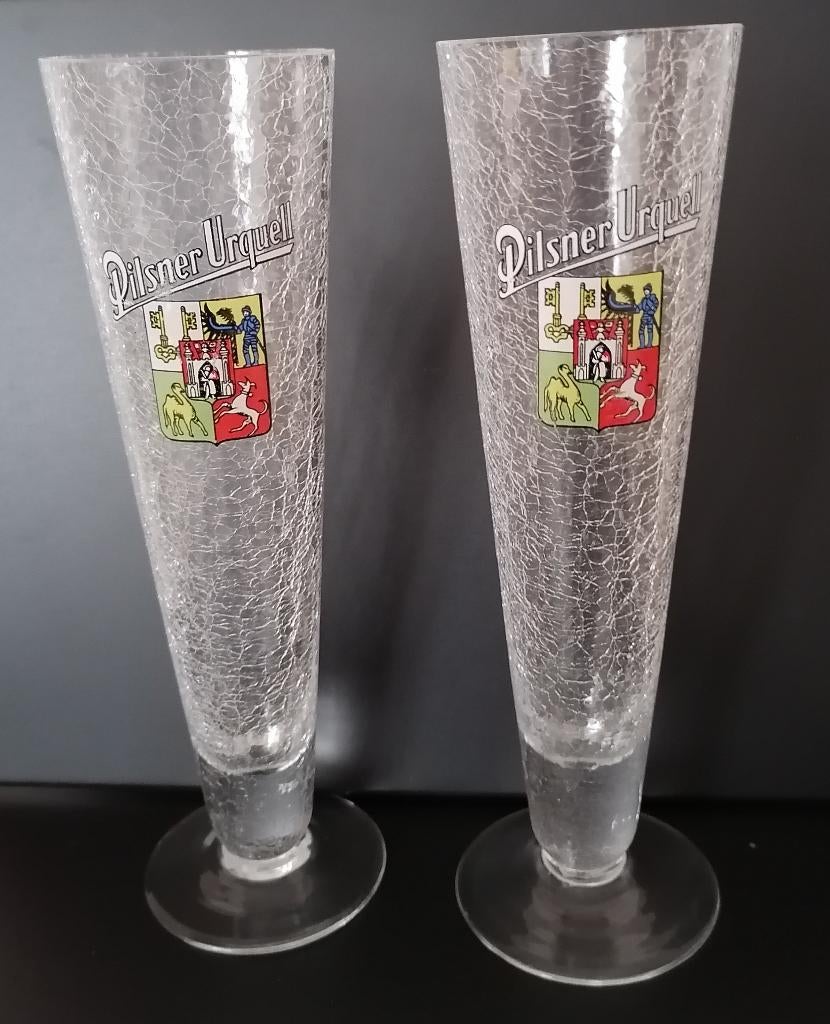 Bierglazen crackle Pilsner Urquell, Ophalen, Nieuw, Glas of Glazen, Overige merken
