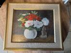 Vintage schilderij bloemen in vaas – gesigneerd (58 x 49 cm), Enlèvement