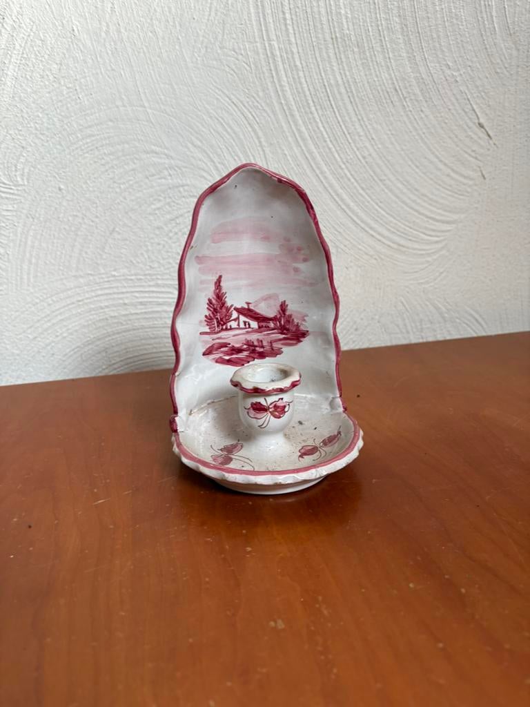Antieke Italiaanse Keramieken Wandkandelaar - Handgeschilder, Antiquités & Art, Antiquités | Porcelaine, Enlèvement