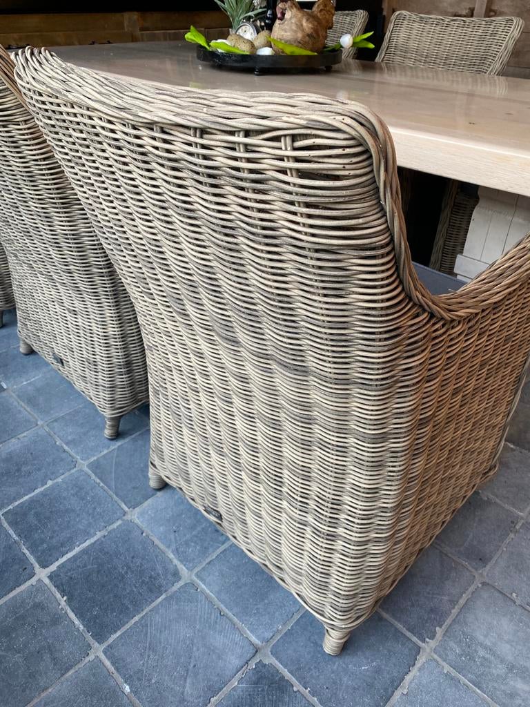 6 mooie igst rieten faulteuls met  kussens, Ophalen, Zo goed als nieuw