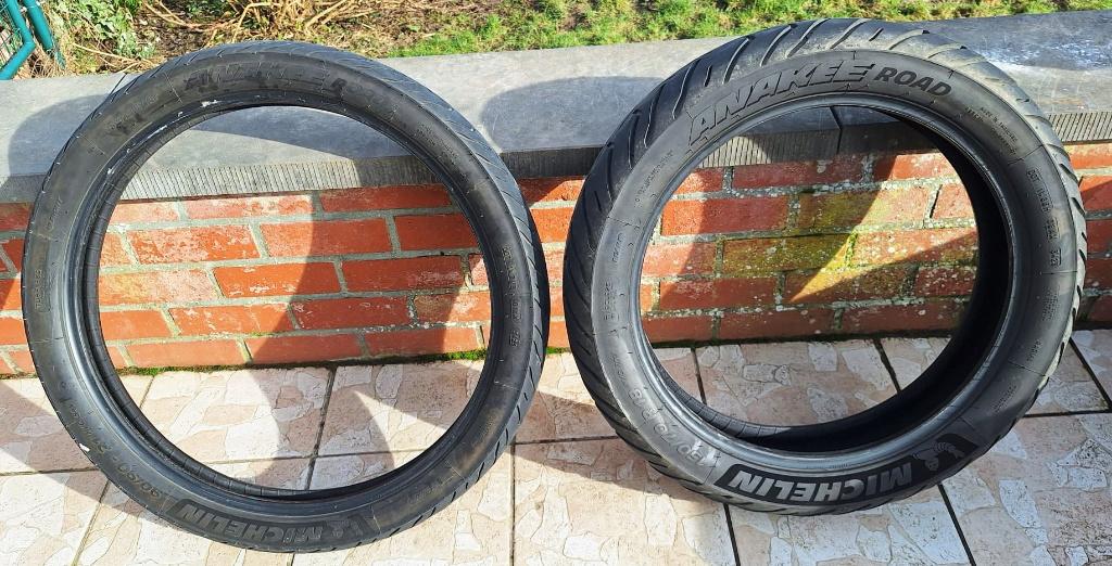 Pneus moto - Paire de Michelins Anakee Road, Motos, Enlèvement, Utilisé