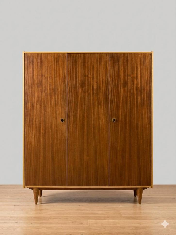 Vintage mid century kleerkast | 3-deurs, Huis en Inrichting, Kasten | Kleerkasten, Ophalen