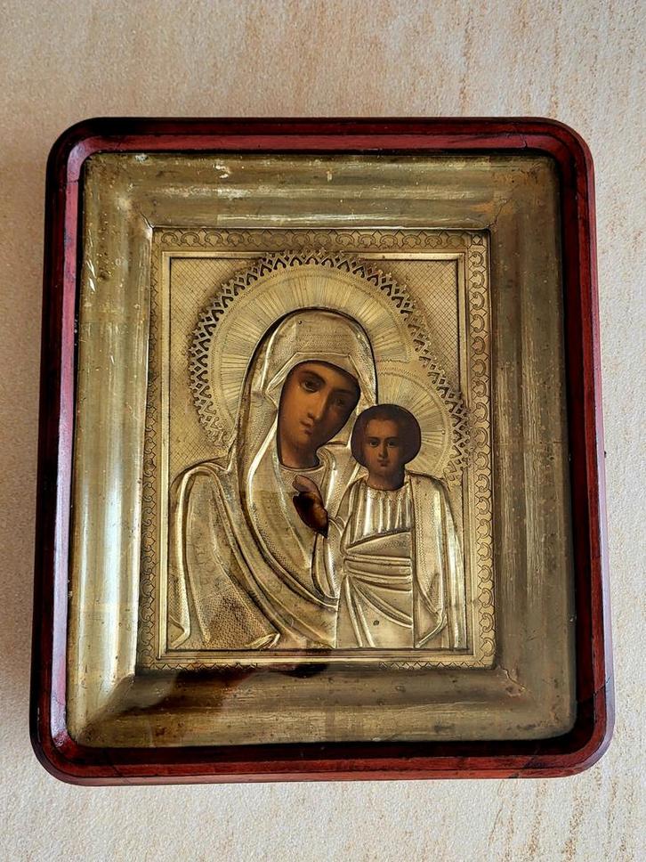 Icône de la Mère de Dieu de Kazan. XIXe siècle., Antiquités & Art, Antiquités | Objets religieux, Enlèvement ou Envoi