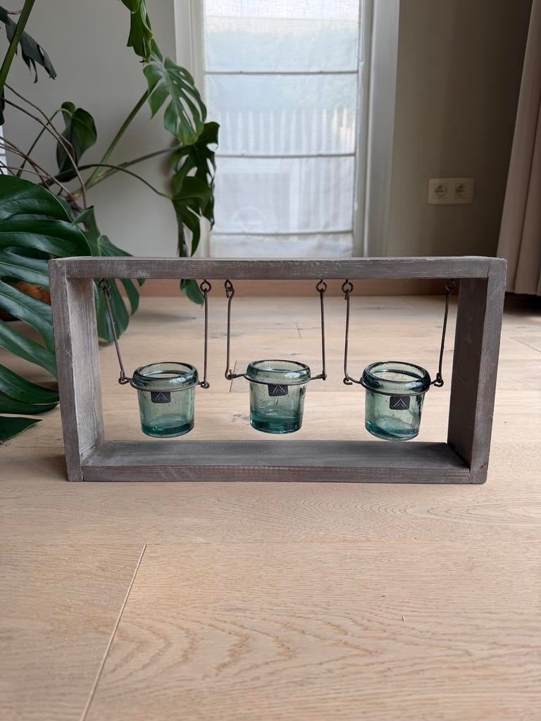 Kaarshouder theelichtjes, Ophalen of Verzenden, Zo goed als nieuw, Kandelaar, Hout