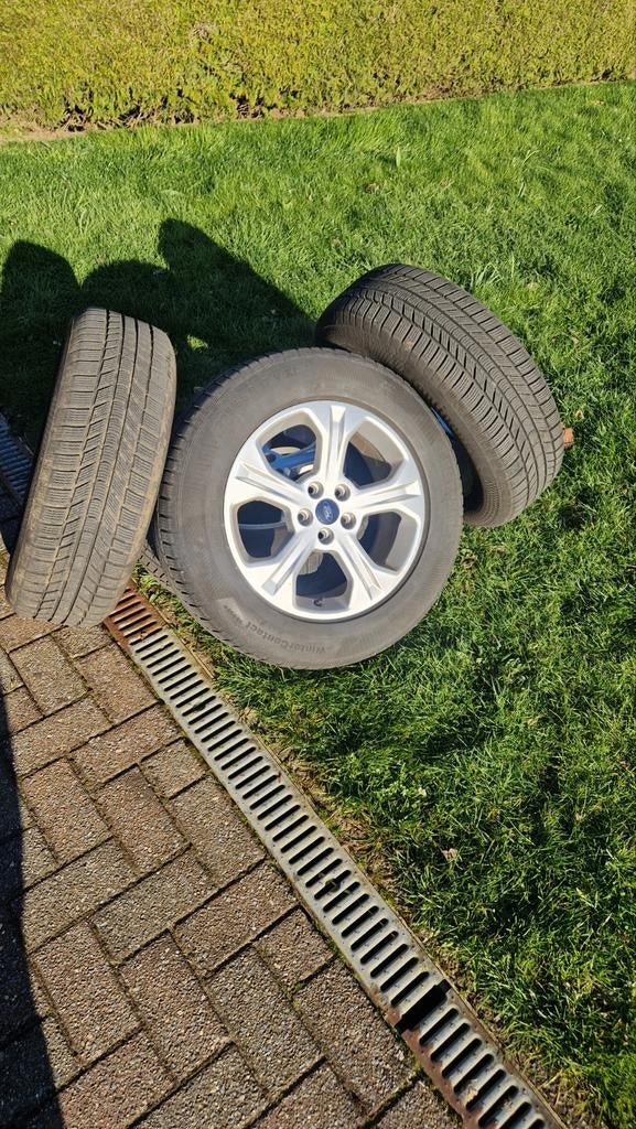4 Pneus Neige+jantes alu Ford Conti.winter 225/ 65 R17 VXL, Enlèvement