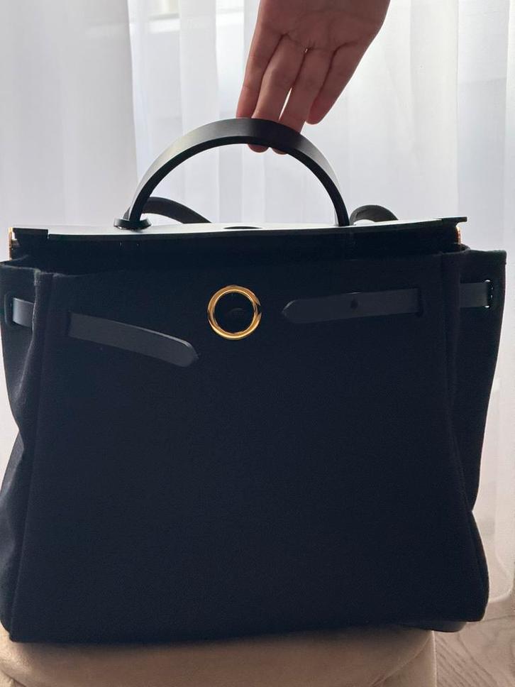Hermès Herbag Zip 31 – Zwart Canvas met Leren Detail, Handtassen en Accessoires, Tassen | Damestassen, Zwart, Ophalen of Verzenden
