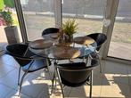 tafel en stoelen, Huis en Inrichting, Tafels | Eettafels, Ophalen, Gebruikt, Rond, Glas