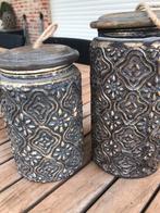 2 stuks glazen potten met houten deksel, Enlèvement ou Envoi