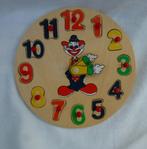 houten inleg puzzel klok met 12 cijfers clown, Kinderen en Baby's, Speelgoed | Kinderpuzzels, 10 tot 50 stukjes, Van hout, Gebruikt