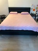 Double bed with mattress (200 * 160 cm), 160 cm, Comme neuf, Deux personnes, Noir
