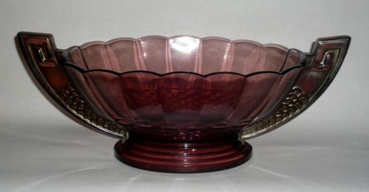 LUXVAL VAL SAINT LAMBERT ART DECO SCHAAL NOÉMIE AMETHYST, Antiek en Kunst, Antiek | Glaswerk en Kristal, Ophalen of Verzenden