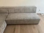 Hoekbank in geribbelde grijze stof 2m80/1m70, Huis en Inrichting, Ophalen, 250 tot 300 cm, Gebruikt, Hoekbank