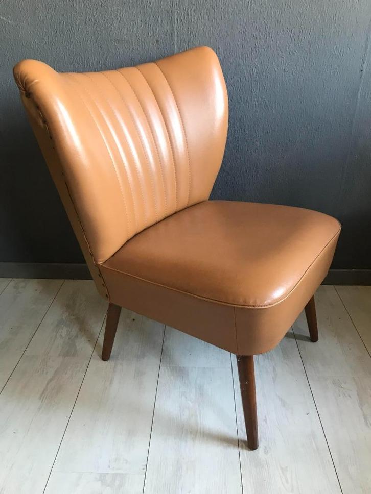 Vintage Cocktail Stoel Leer 1960S, Huis en Inrichting, Zetels | Zetels, Zo goed als nieuw, Rechte bank, Eenpersoons, Minder dan 150 cm