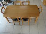 zware eiken tafel 1.8 m x 90 cm  + 6 stoelen, Comme neuf, Chêne, Rectangulaire, 50 à 100 cm