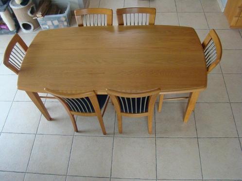 zware eiken tafel 1.8 m x 90 cm  + 6 stoelen, Maison & Meubles, Tables | Tables à manger, Comme neuf, 50 à 100 cm, 150 à 200 cm