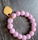 Leuke armband, lila, met hartjesbedel, Ophalen of Verzenden, Zo goed als nieuw