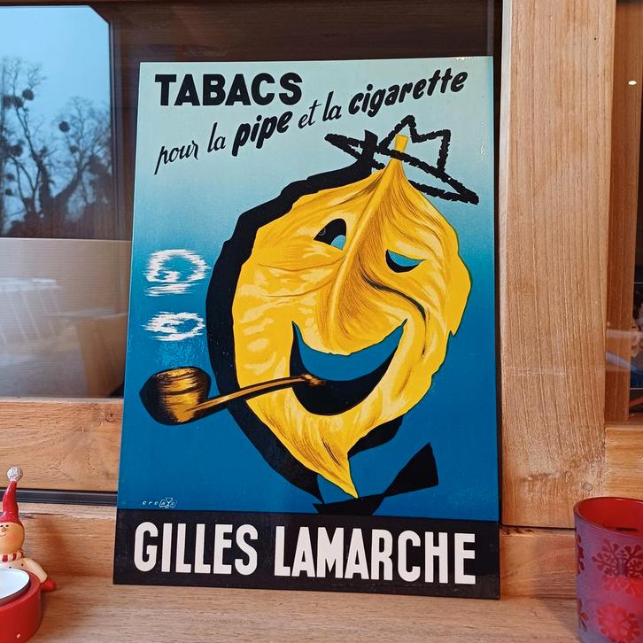 Gilles Lamarche tabaksreclame op ezel, Verzamelen, Merken en Reclamevoorwerpen, Verpakking, Ophalen of Verzenden