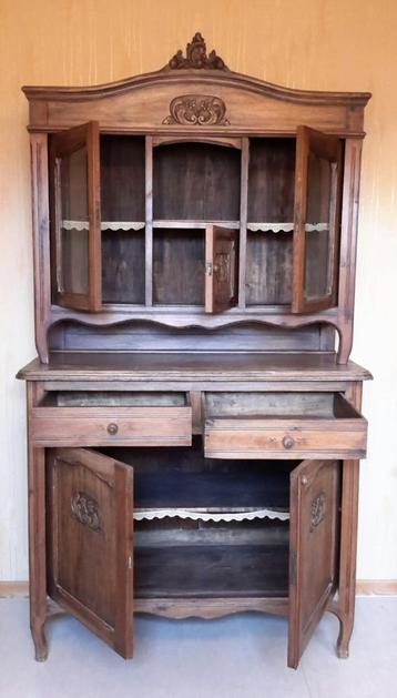 ARMOIRE ANCIENNE 2 pièces Vitrine ancienne Liège deuxcorps, Enlèvement