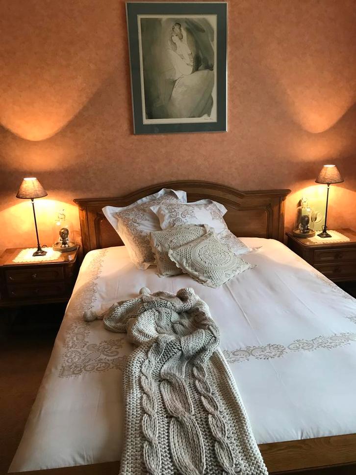 ‼️ 100% MASSIEVE ‼️ FRANSE EIKEN BED MATRAS LATTENBODEM, Antiek en Kunst, Antiek | Meubels | Bedden, Ophalen of Verzenden