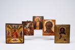 Vijf diverse orthodoxe iconen, Antiek en Kunst, Antiek | Religieuze voorwerpen, Ophalen of Verzenden