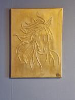 canvas paard goud 30 x 40 cm, Antiek en Kunst, Kunst | Schilderijen | Modern, Ophalen of Verzenden