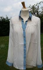 bloes mix wit jeans-blauw + kant + strass / studs Nieuw S/M, Ophalen of Verzenden, Nieuw, Maat 38/40 (M), Wit