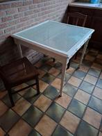 Vierkante tafel met riet en glas, Ophalen