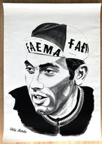 Wielrennen postertekening EDDY MERCKX – FAEMA - 50x70 cm, Ophalen of Verzenden
