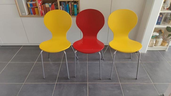 Vlinder stoelen kleurrijk 3 stuks, Huis en Inrichting, Stoelen, Gebruikt, Ophalen