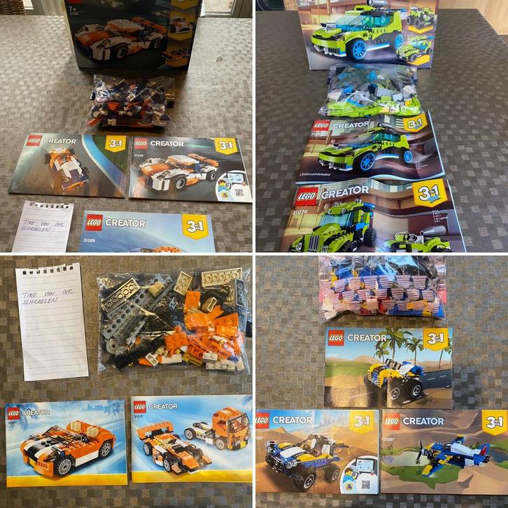 LEGO Creator 4 sets (31017,31087,31089,31074), Kinderen en Baby's, Speelgoed | Duplo en Lego, Zo goed als nieuw, Lego, Ophalen