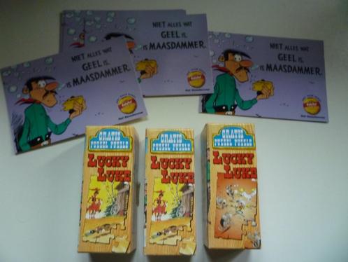 Mini puzzels Lucky Luke Fristi 1996 + William Dalton Babybel, Verzamelen, Stripfiguren, Gebruikt, Boek of Spel, Overige figuren