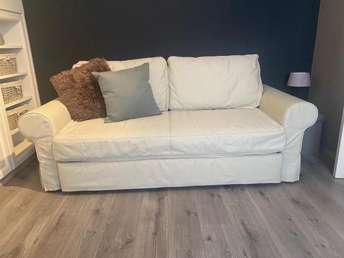 Slaapbank, Huis en Inrichting, Slaapkamer | Slaapbanken, Zo goed als nieuw, 160 cm, 200 cm, Tweepersoons, Crème, Ophalen