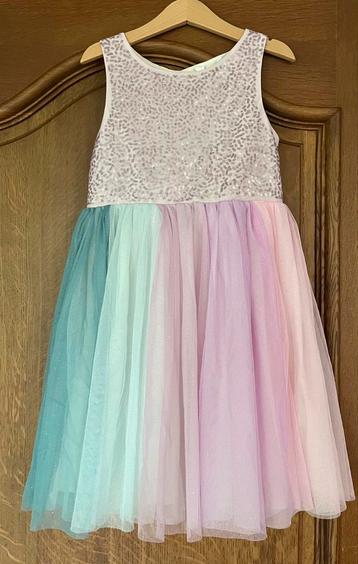Jurk met pailletten en tulen rok 122 // prinsessenkleed beschikbaar voor biedingen