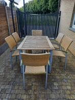 Tuintafel + 6 stoelen, Tuin en Terras, Ophalen, Gebruikt, Rechthoekig, Hout